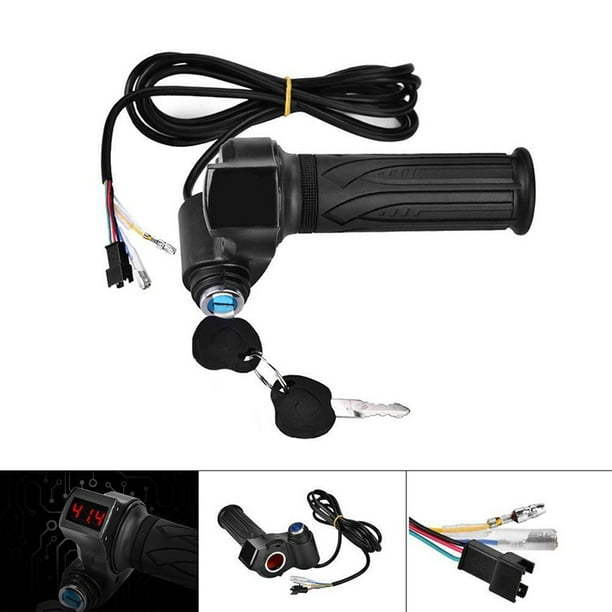 Black Electric E-Bike Bicycle 36V 48V LED Digital Meter Throttle Grip Handlebar